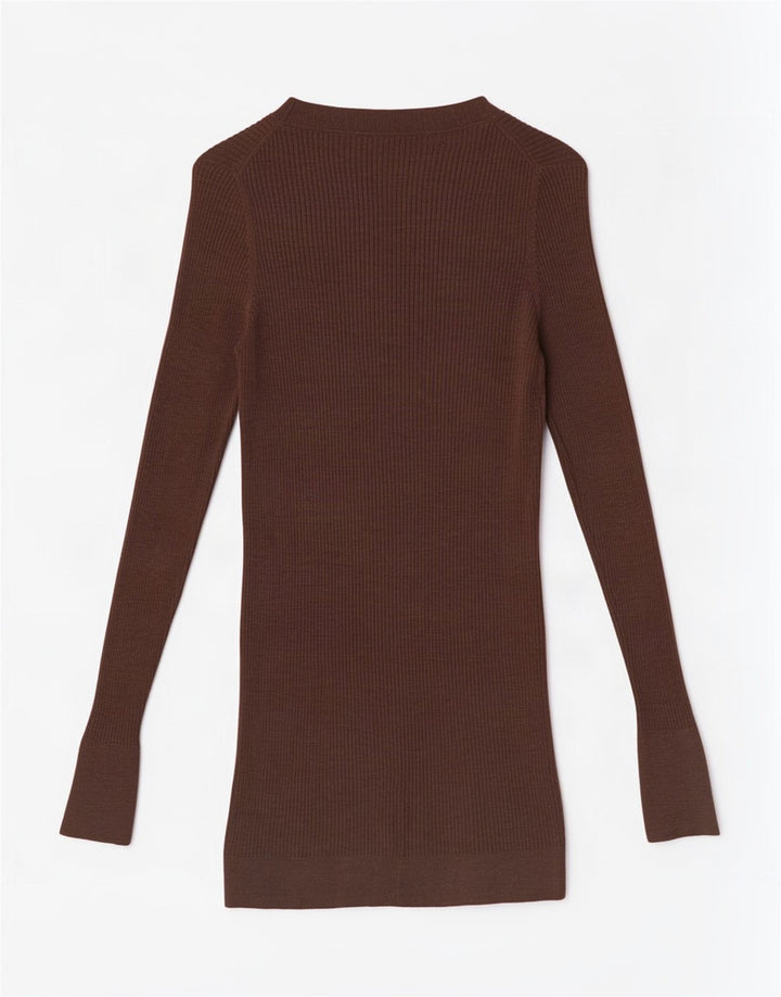 Massimo Dutti Dame Longline Cardigan Sweater UK 10 Lille Brun Uld