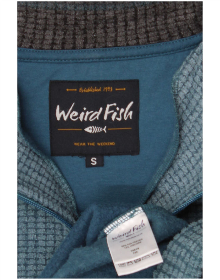 Weird Fish Herre Zip Neck Fleece Jumper Lille Blå Polyester