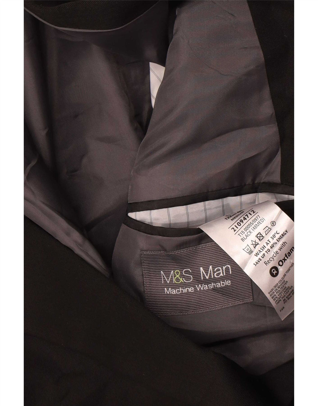 Marks & Spencer Herre 2 Button Blazer Jacket UK 48 2XL Sort Polyester