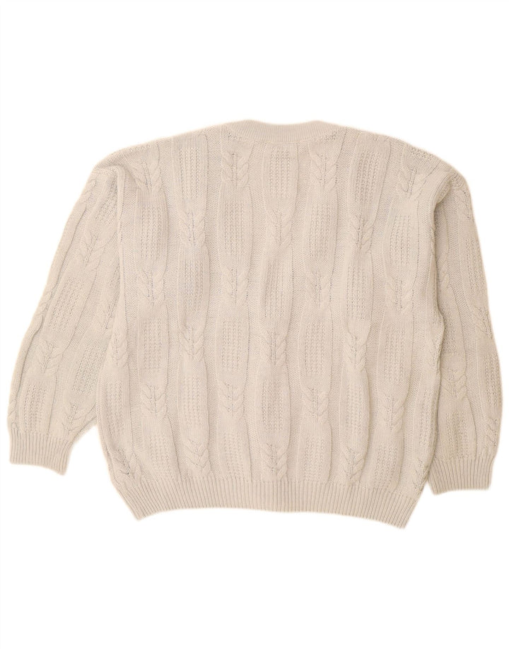 GIO FERRARI Herre cardigan sweater IT 52 Large Off White Alpaca Uld