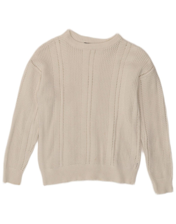 Marks & Spencer Dame Boat Neck Jumper Sweater UK 6 XS Hvid Bomuld