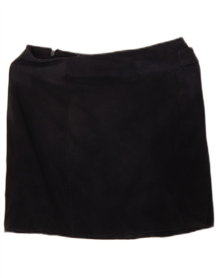 Mango Dame Ruskind Mini Nederdel EU 34 XS W28 Navy Blue Læder