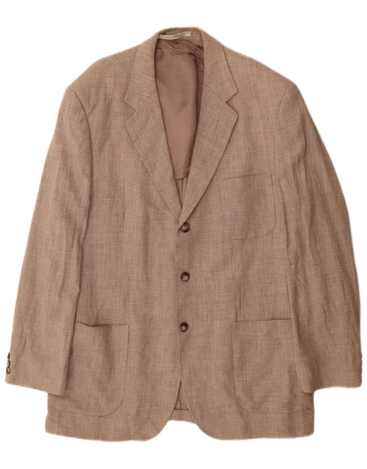 Marks & Spencer Herre 3 Button Blazer Jacket UK 42 Large Beige Linen