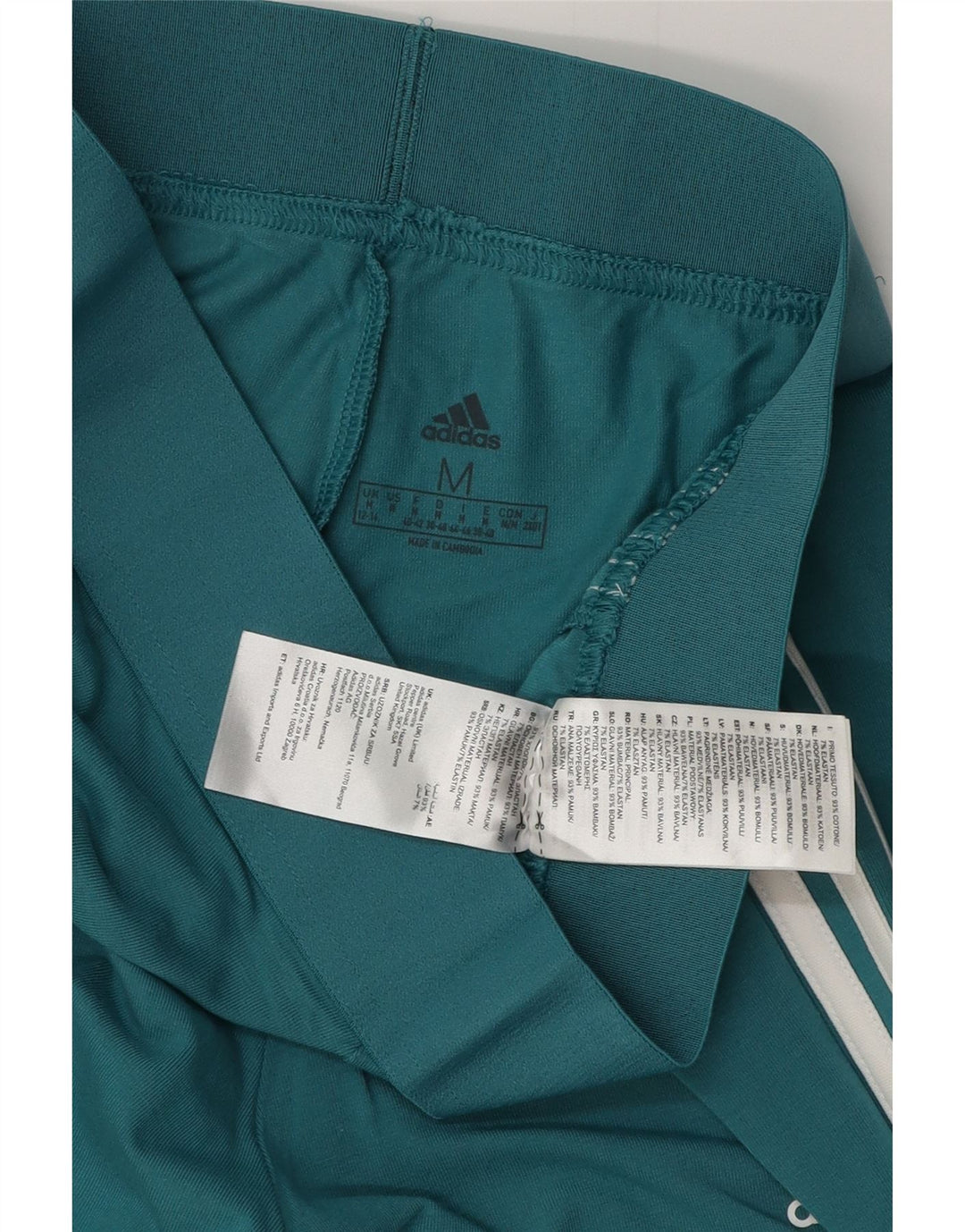 ADIDAS Womens Leggings UK 12/14 Medium  Green Cotton