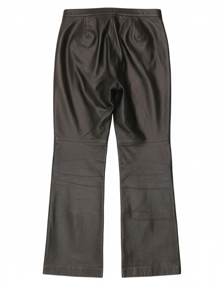Vintage Dame Bootcut Læderbukser IT 44 Medium W28 L30 Sort Læder
