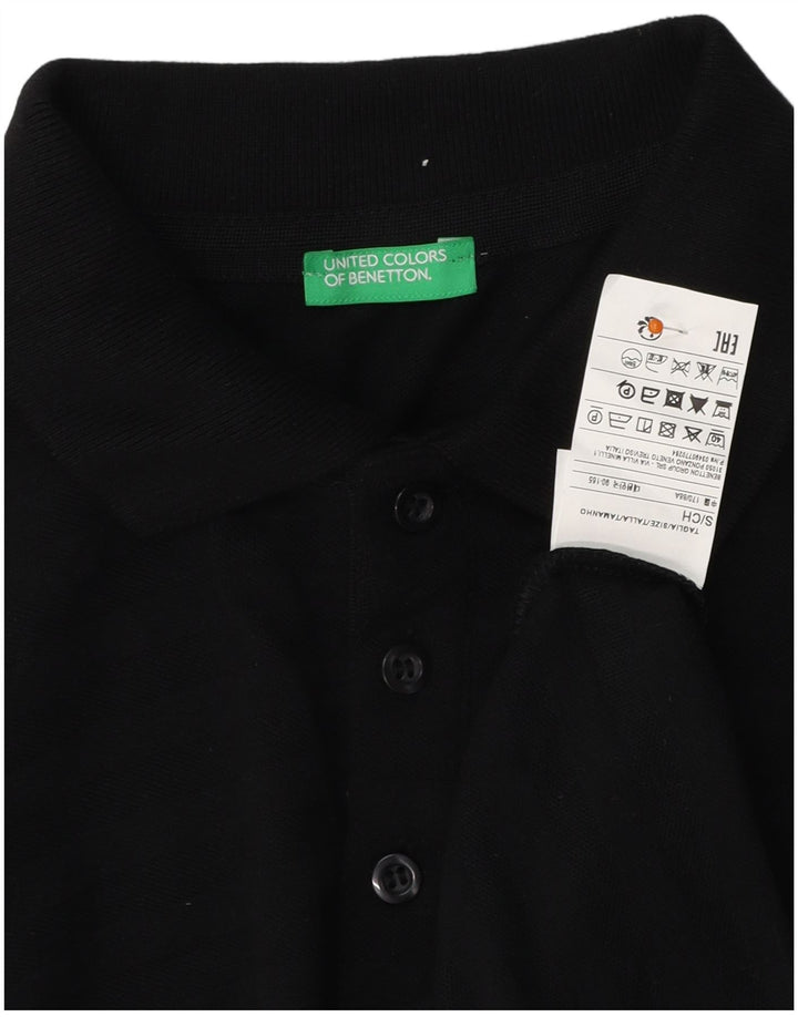 BENETTON Herre poloshirt Lille sort stribet bomuld