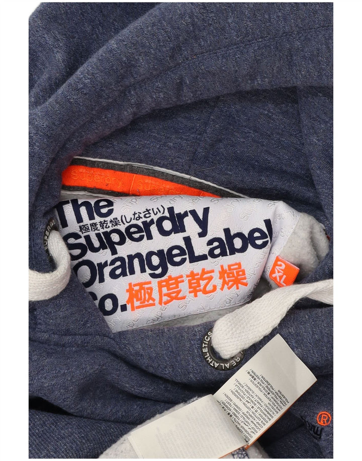 SUPERDRY Hættetrøje til mænd 2XL Blå Flecked Bomuld