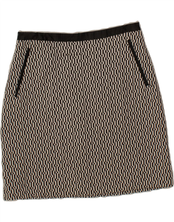 OASIS Womens Straight Skirt UK 10 Small W27 White Geometric Vintage Oasis and Second-Hand Oasis from Messina Hembry 