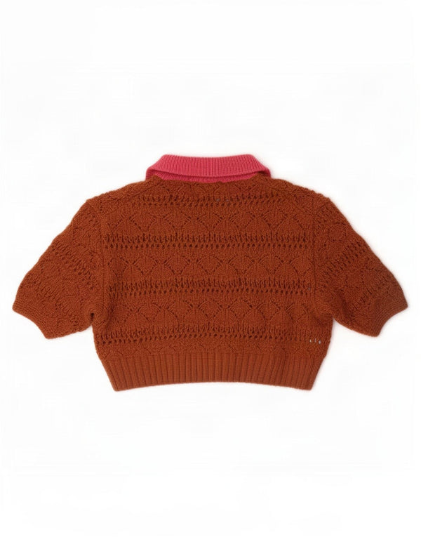 Zara Womens Oversized Crop Polo Neck Jumper Sweater UK 10 Small Brown