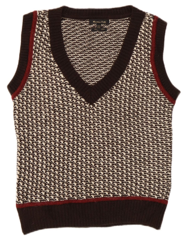 Massimo Dutti Dame Vest Tank Top UK 6 XS Brun Flecked Acryl