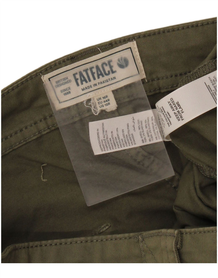 FAT FACE Dame Cargo Bukser med brede ben UK 16 Large W36 L29 Khaki Bomuld