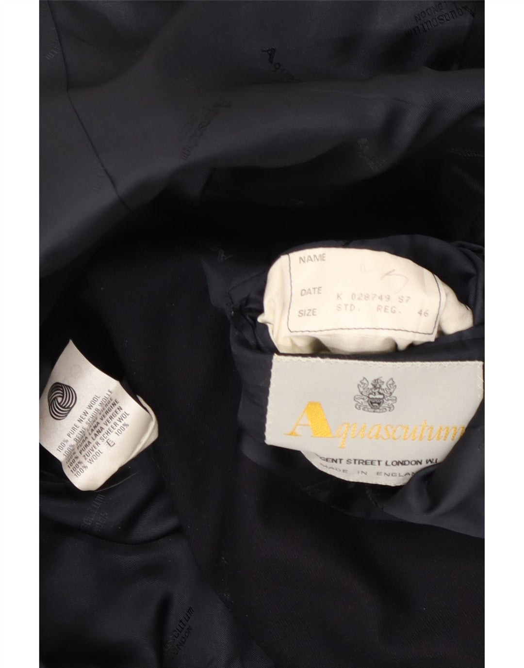 Aquascutum Herre 2-knaps blazerjakke IT 46 Lille marineblå uld