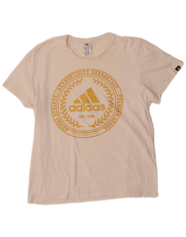 Adidas Herre grafisk T-shirt Top XL Off White Bomuld