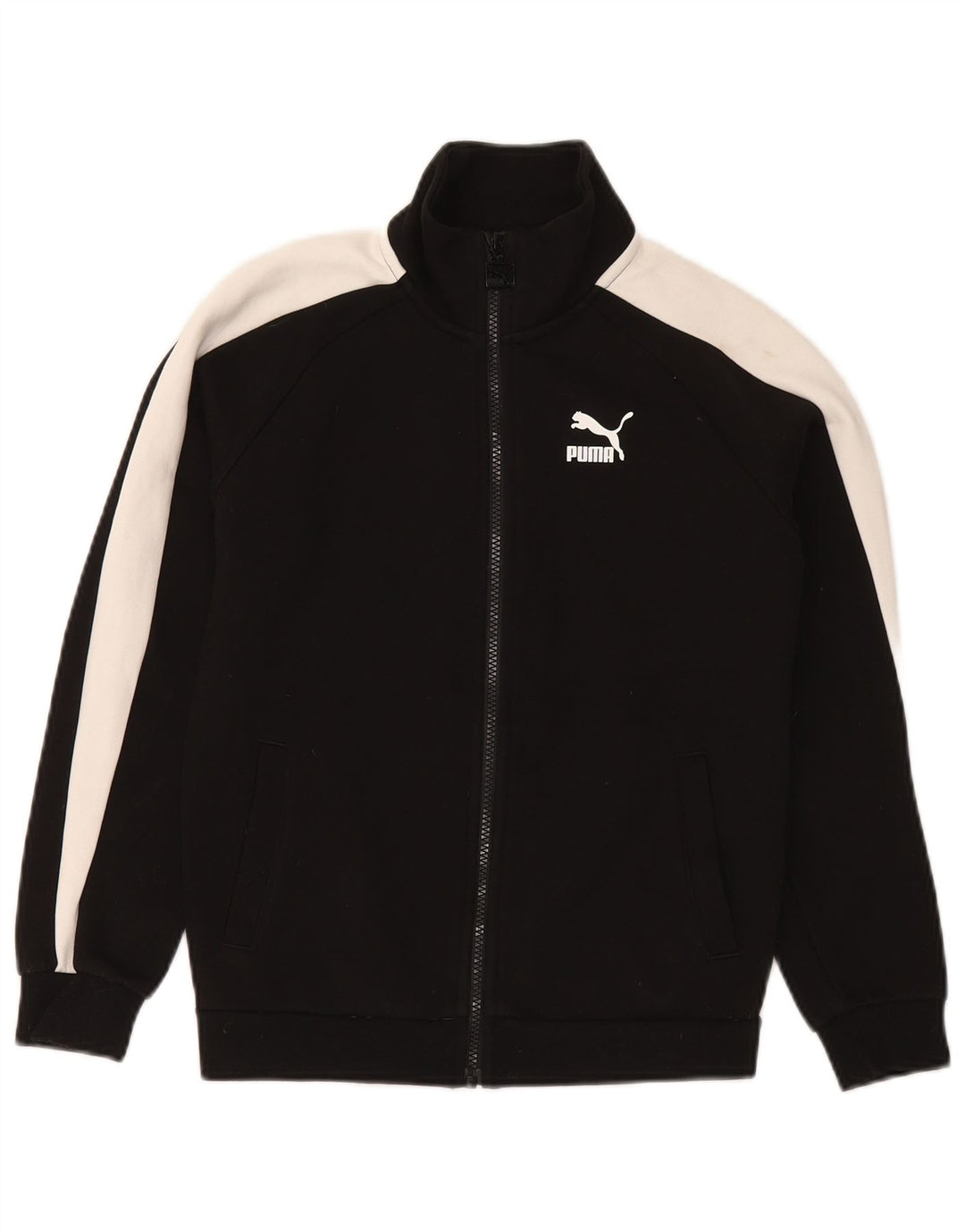 PUMA Boys Tracksuit Top Jacket 11-12 Years  Black Colourblock Cotton