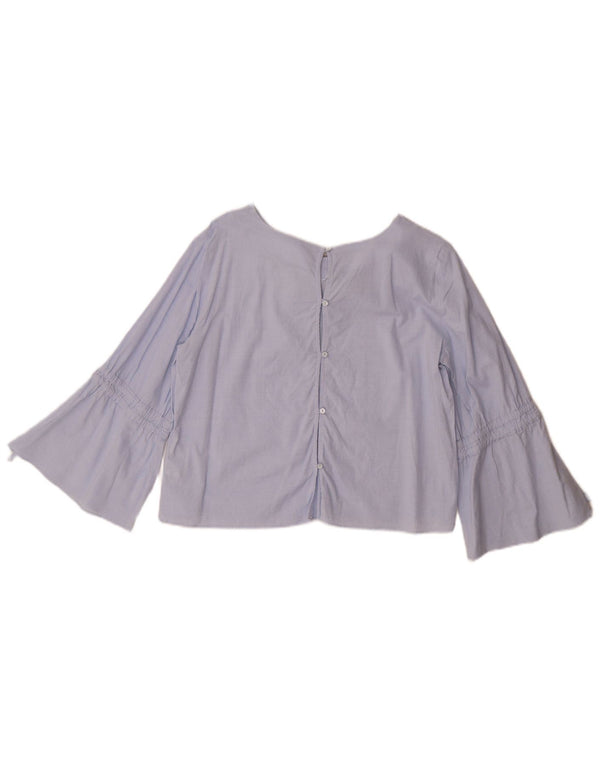 Zara Dame 3/4 ærmet Crop Top UK 14 Medium Blue