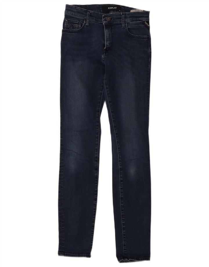 REPLAY Dame Skinny Jeans W26 L30 Blå Bomuld