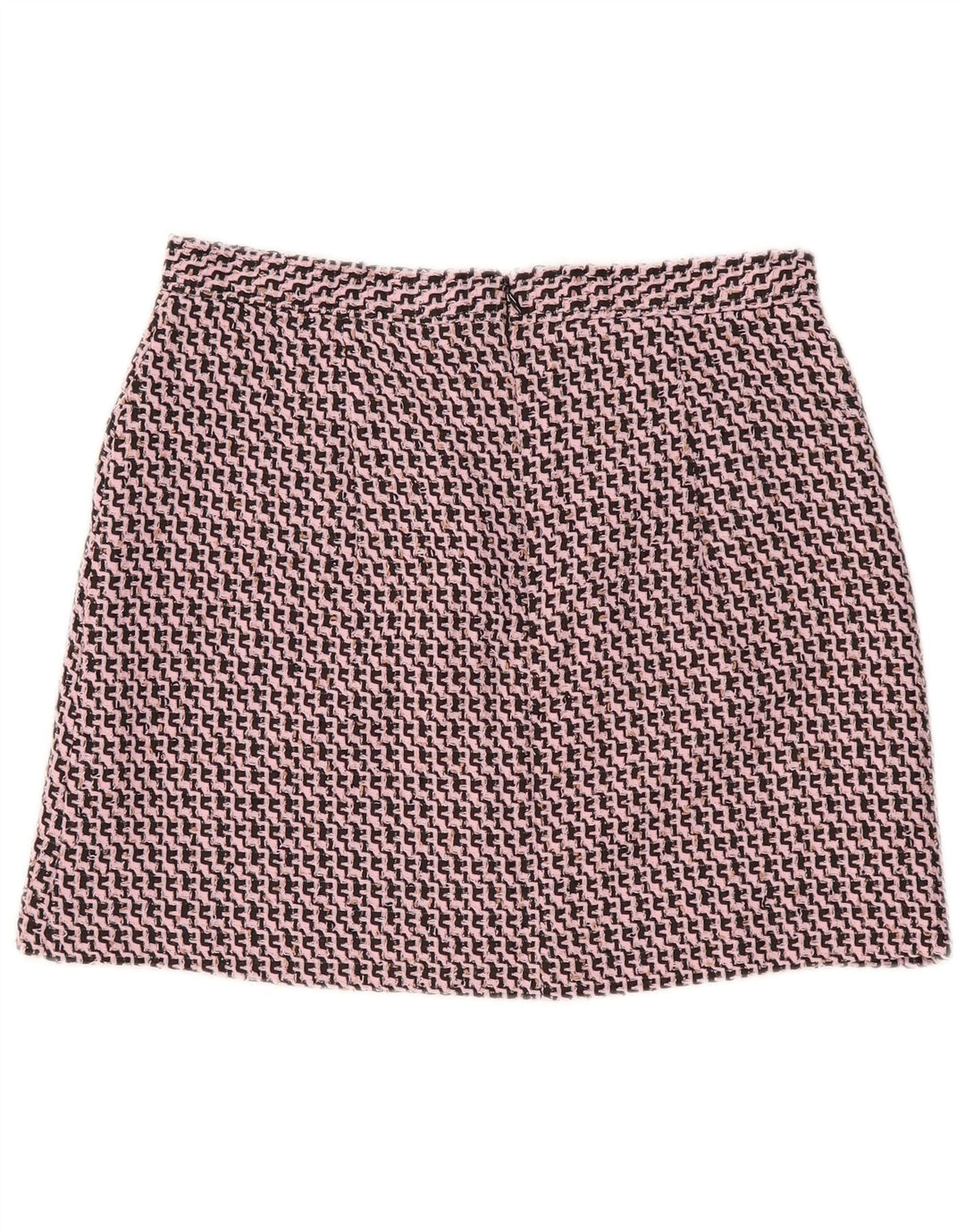 Topshop Dame Mini Nederdel UK 14 Large W32 Pink Chevron Polyester