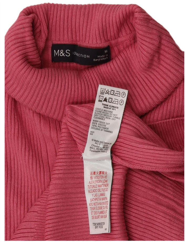 Marks & Spencer Dame Roll Neck Sweater UK 16 Large Pink Viscose
