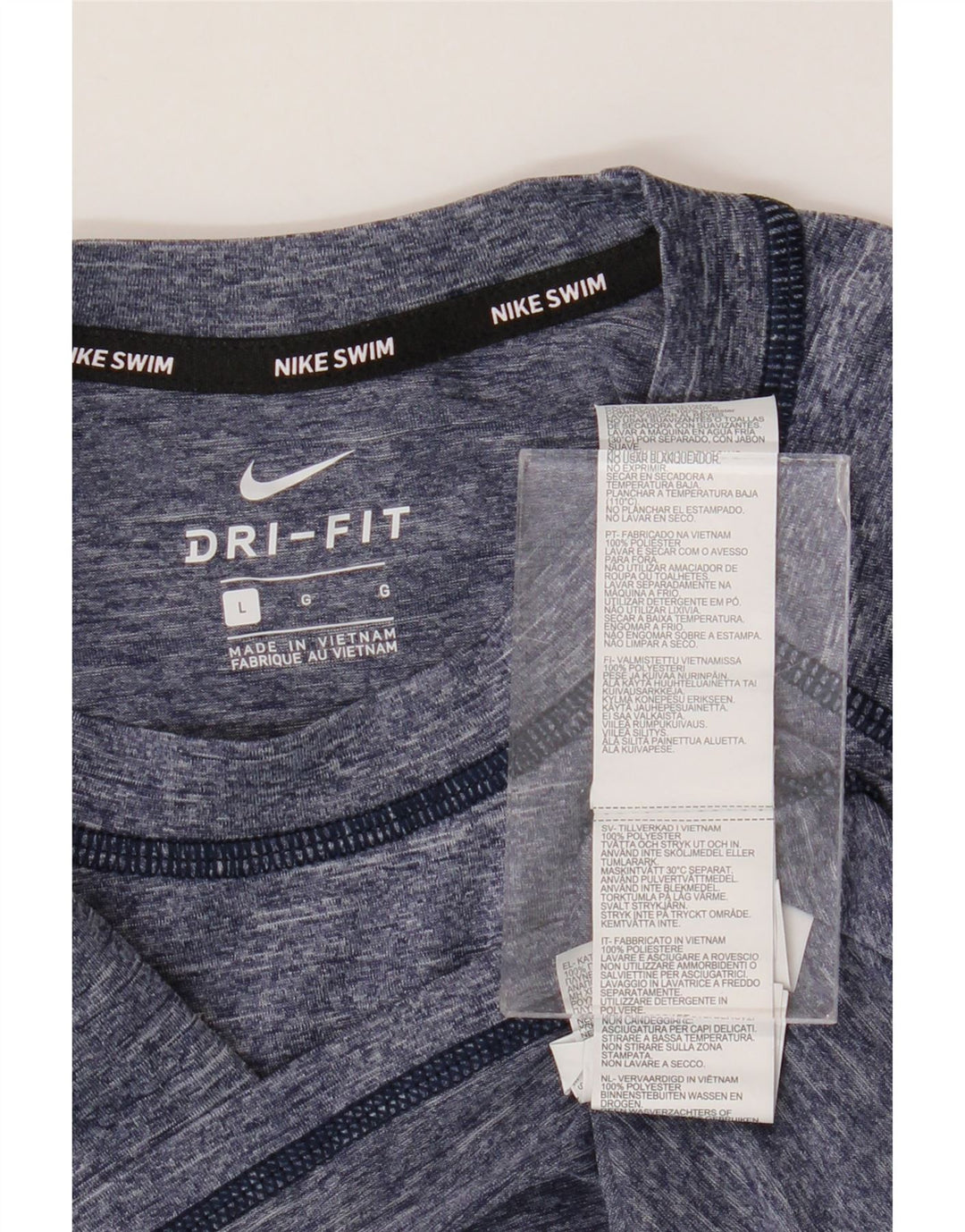 Nike Dri Fit T-shirt top til mænd, stor marineblå flækket polyester