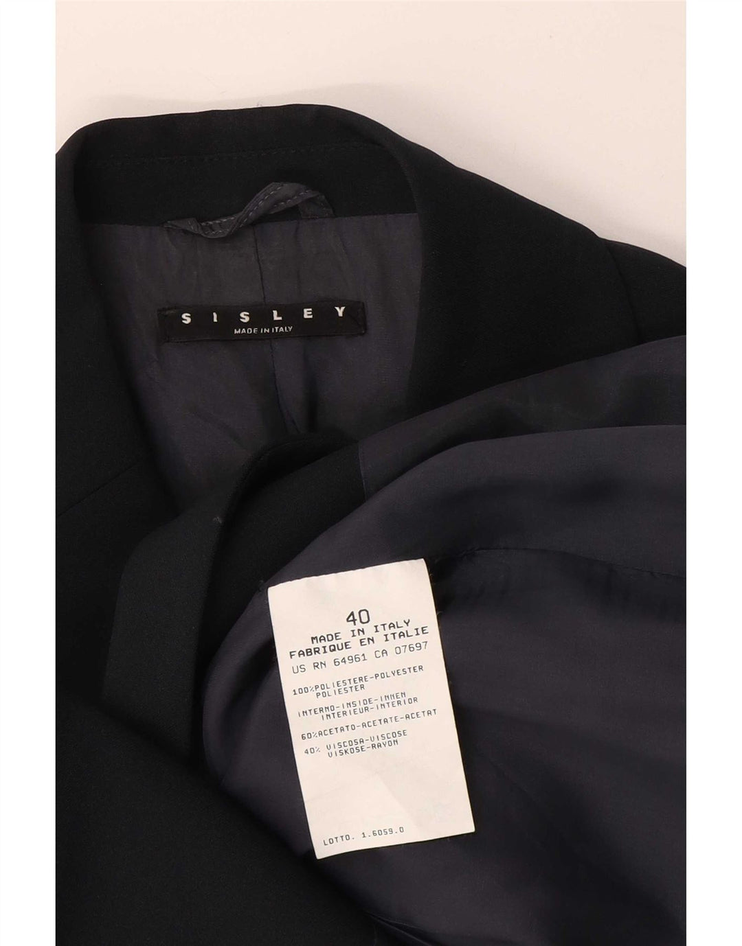 Sisley Dame 3 Button Blazer Jacket IT 40 Small Navy Blue Polyester