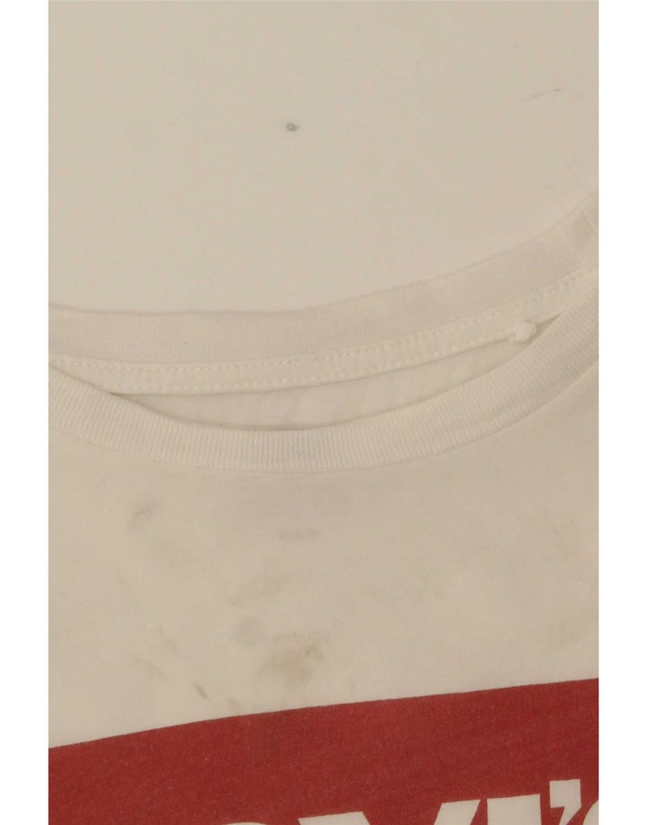 Levi's Grafisk T-shirt top til kvinder UK 12 Medium hvid bomuld