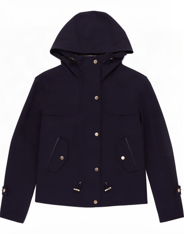Marks & Spencer Trench Coat med hætte til kvinder UK 12 Medium Navy Blue