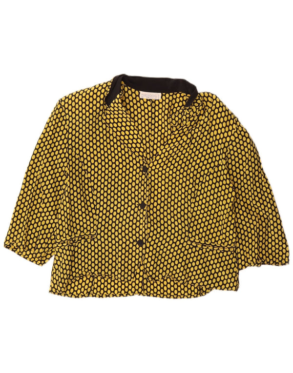 Marika Blu Womens Shirt Blouse IT 48 XL Yellow Polka Dot Silk