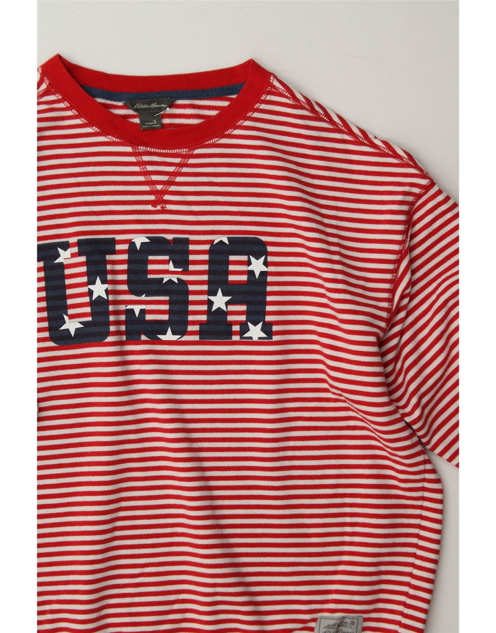 EDDIE BAUER Womens Oversized Sweatshirt Jumper UK 10 Small Red Striped Vintage Eddie Bauer and Second-Hand Eddie Bauer from Messina Hembry 