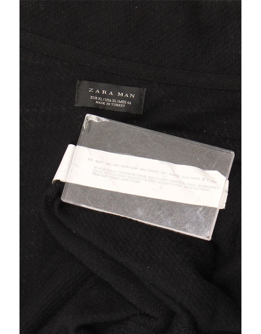 Zara Herre Longline Cardigan Sweater XL Sort Bomuld