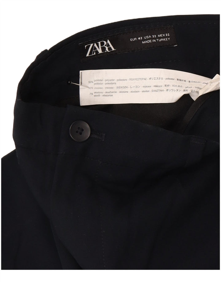 Zara Herre Slim Chino Bukser EU 42 Large W32 L29 Navy Blue Polyester