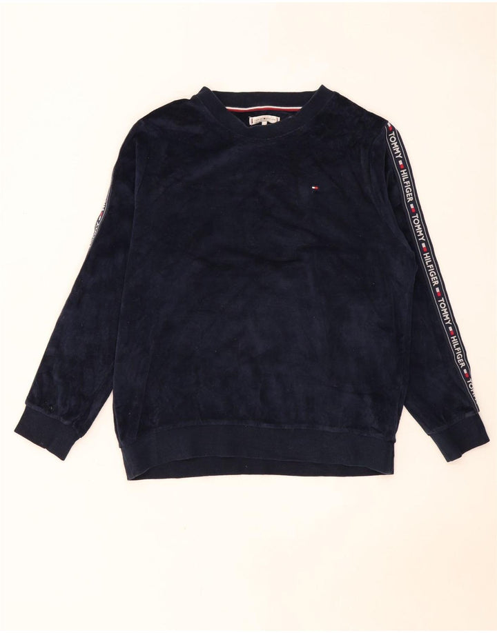 Tommy Hilfiger Herre grafisk sweatshirt Jumper Medium Navy Blue Colourblock