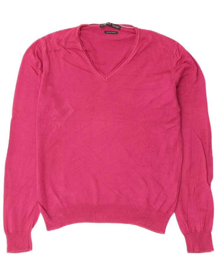Zara Herre V-hals sweater Medium Pink Bomuld