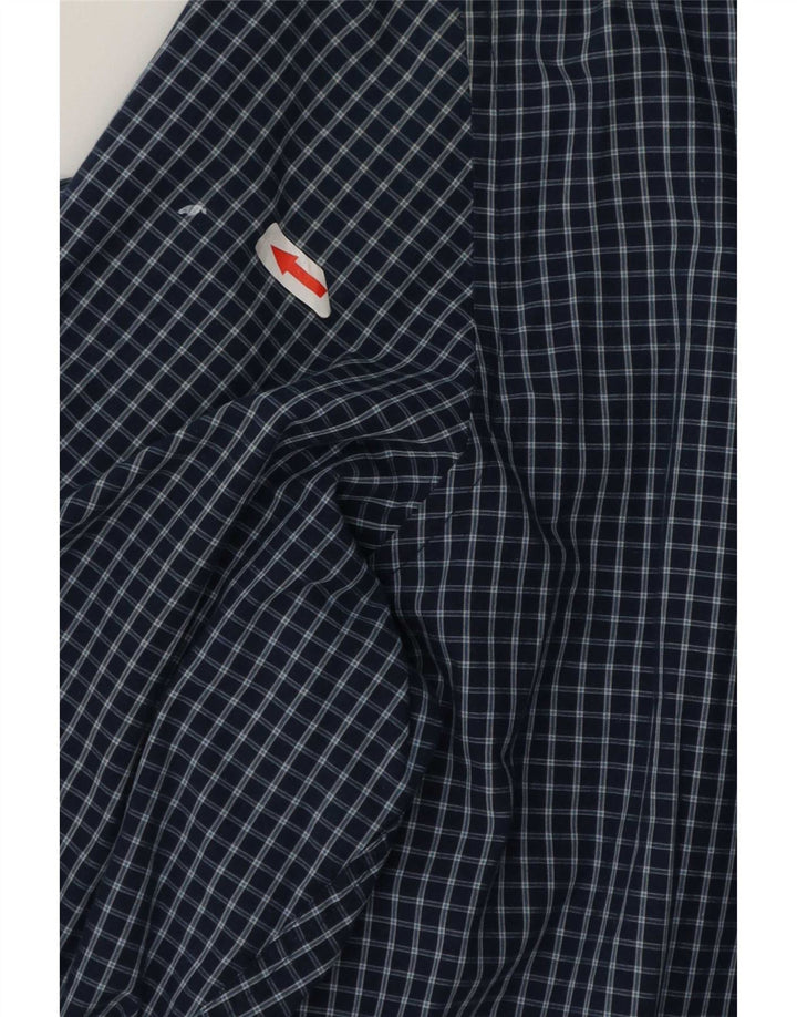 Lacoste Herre Slim Fit Skjorte Størrelse 45 2XL Marineblå ternet bomuld