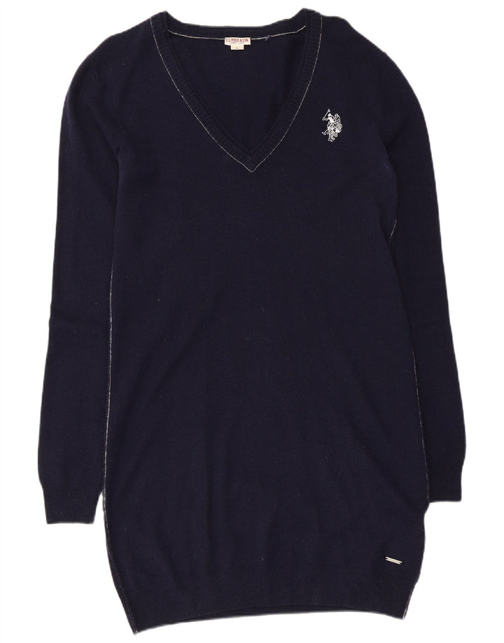 U.S. Polo Assn. Dame Jumper Dress UK 14 Large Navy Blue Wool
