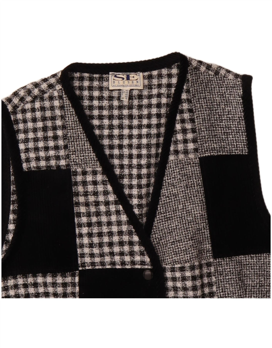 VINTAGE Damevest UK 16 Large Black Patchwork Polyester