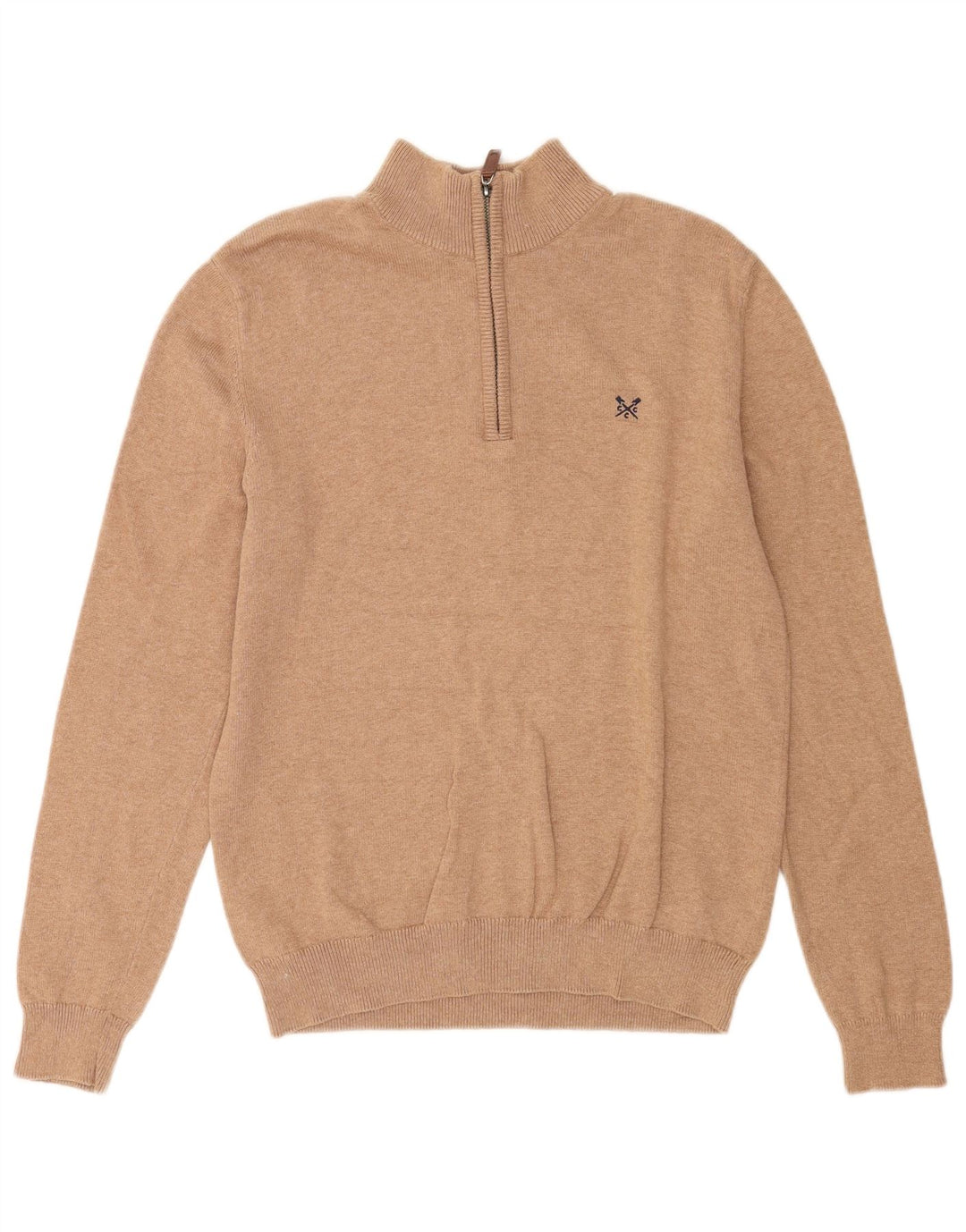 Crew tøj Herre lynlås-hals sweater medium brun bomuld