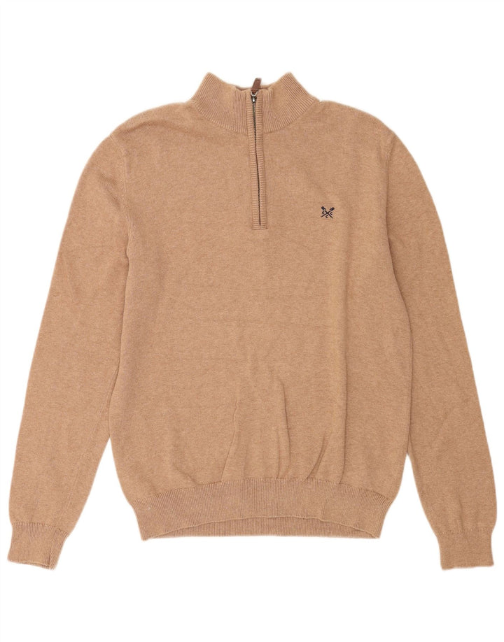 Crew tøj Herre lynlås-hals sweater medium brun bomuld