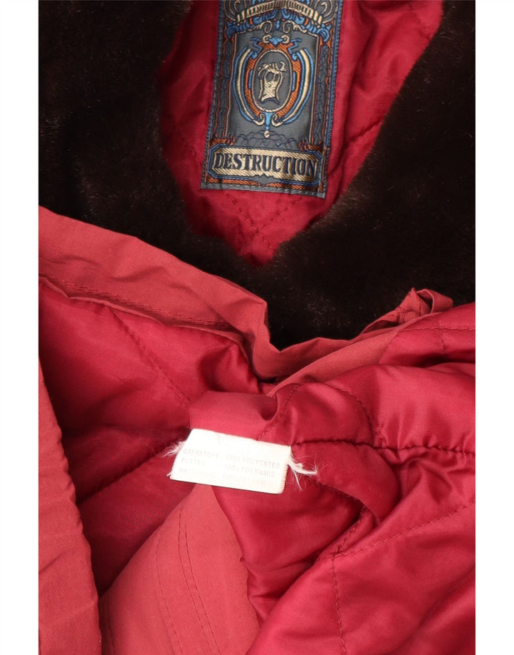 Vintage vindjakke til kvinder UK 18 XL rød polyester