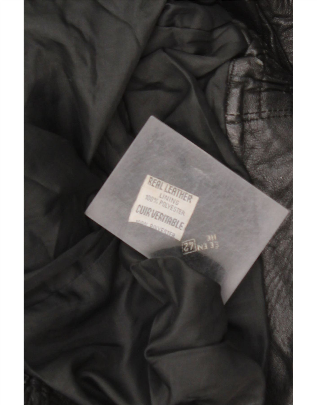 VINTAGE Oversized læderjakke til kvinder EU 42 Stor sort læder