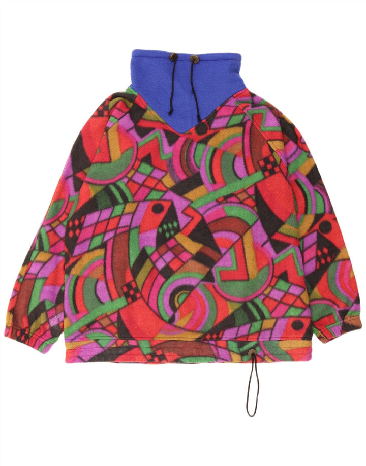 Vintage Herre Loose Fit Fleece Jumper Lille Flerfarvet Geometrisk
