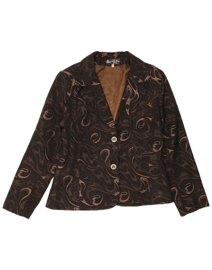 Vintage dame 2-knaps blazerjakke UK 14 Medium Sort Paisley