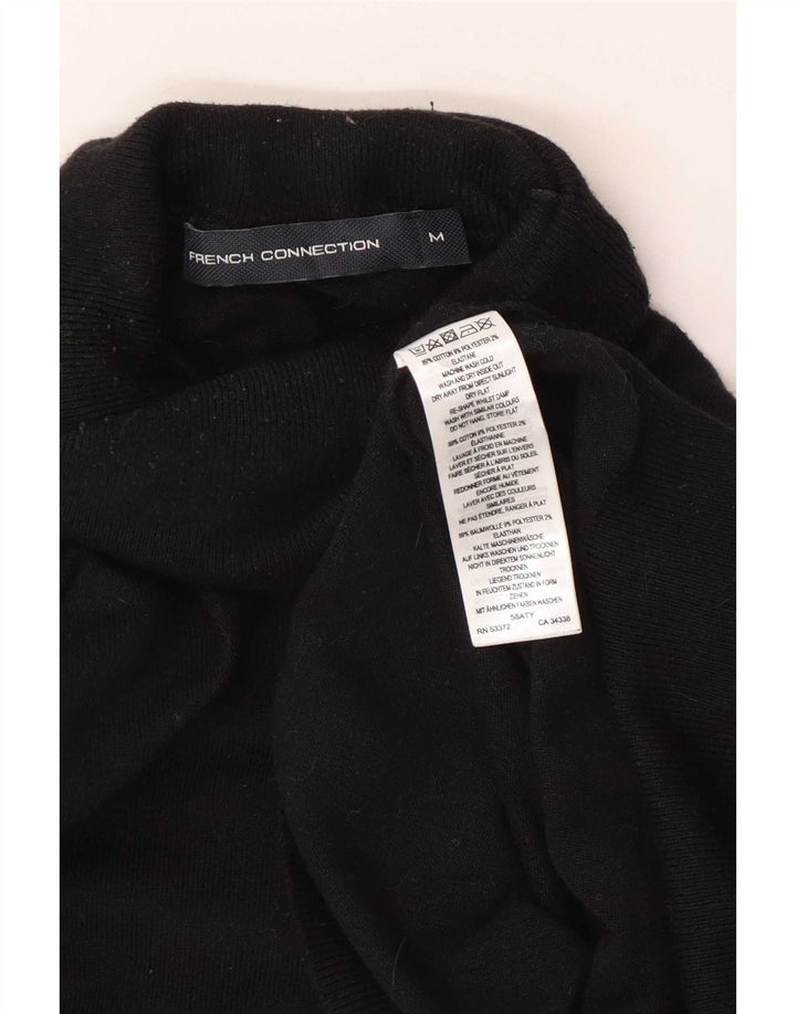 French Connection Dame Roll Neck Jumper Sweater UK 14 Medium Sort Bomuld