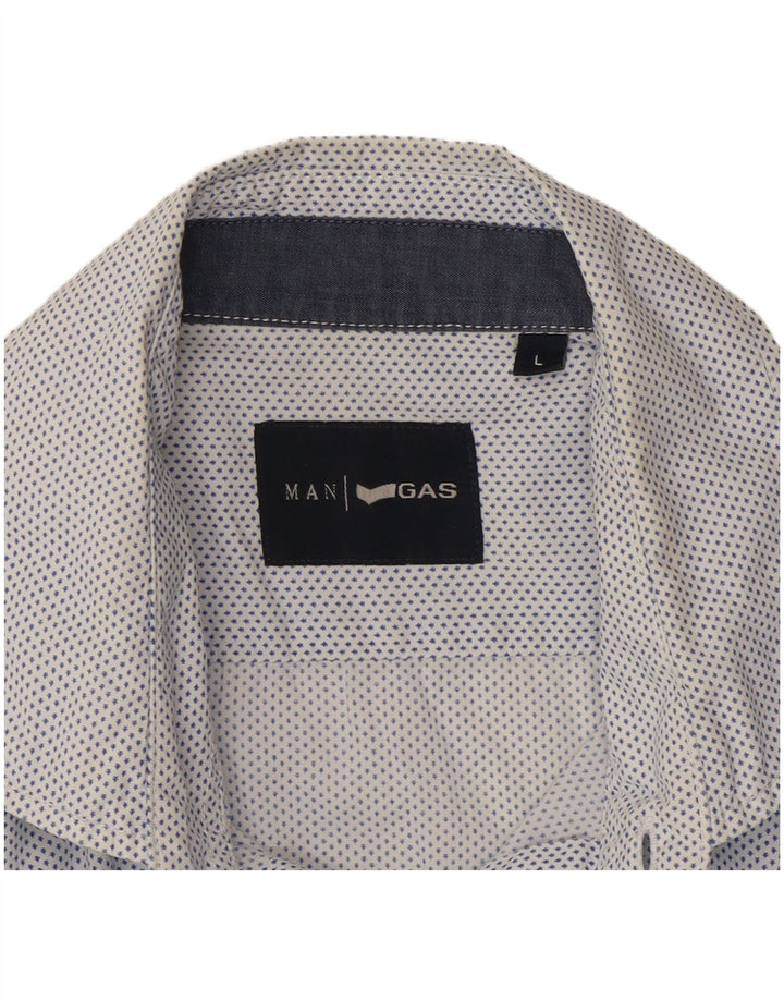 Gas Herreskjorte Stor blåplettet bomuld