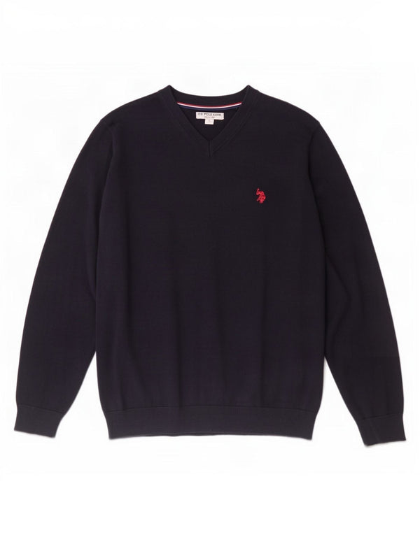 U.S. Polo Assn. Herre V-hals sweater stor marineblå bomuld