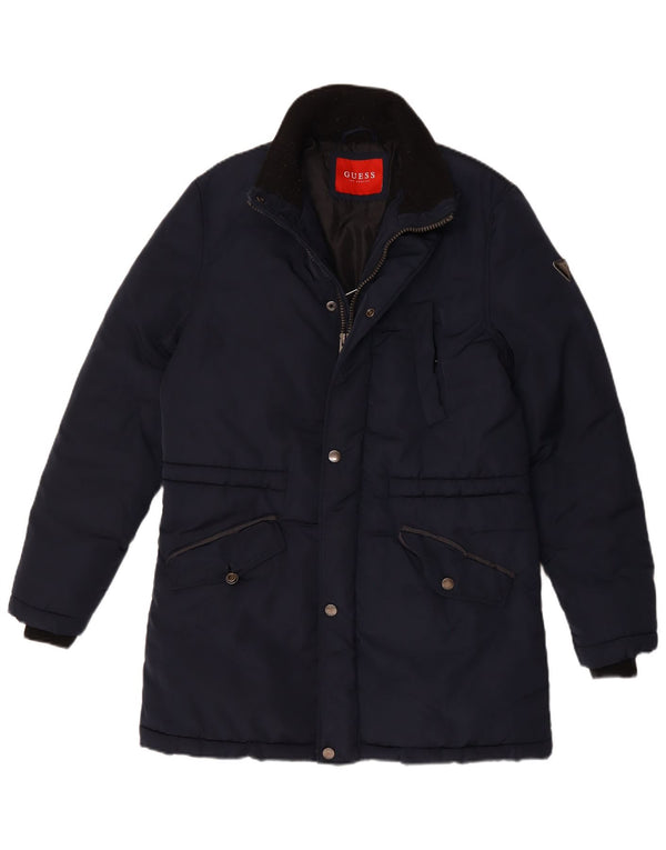 Guess Polstret frakke til mænd UK 40 Large Navy Blue Polyester