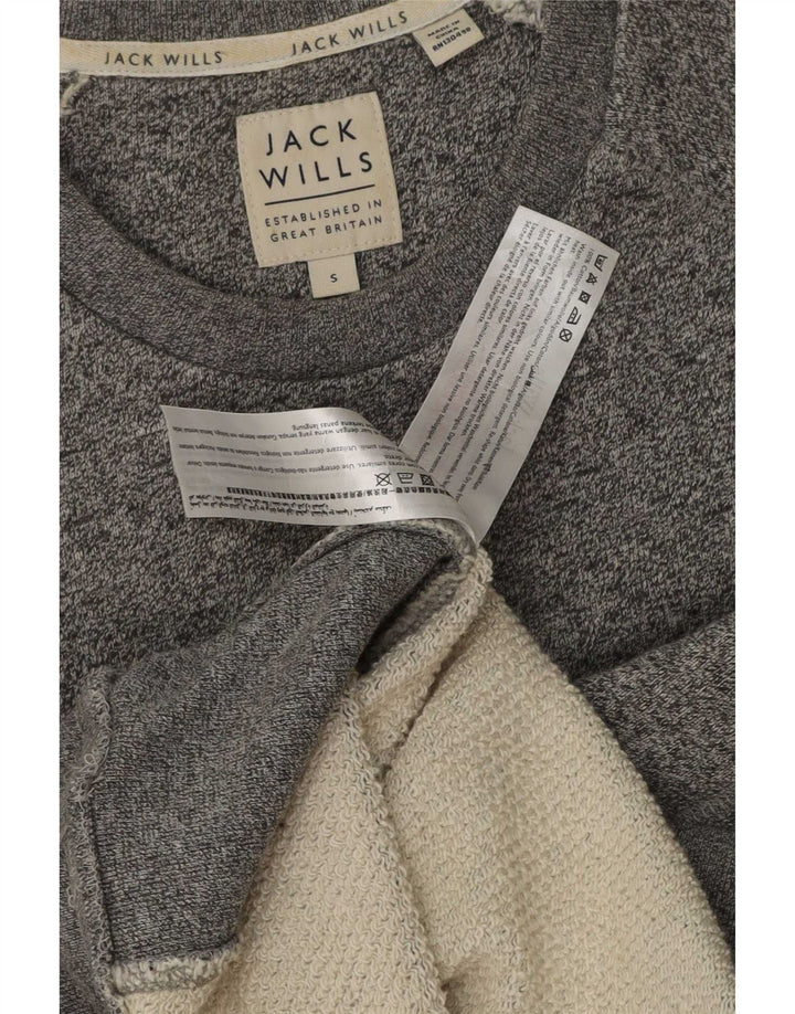 Jack Wills Herre grafisk sweatshirt jumper lille grå flækket bomuld