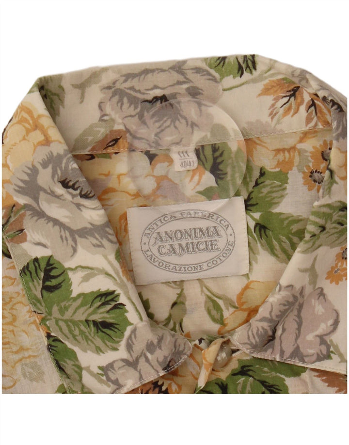 Anonima Camicie Kortærmet Herreskjorte Størrelse 40/41 Medium Beige Floral