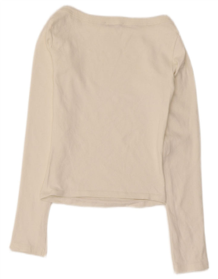 Zara Womens Crop Top Langærmet UK 12 Medium Off White