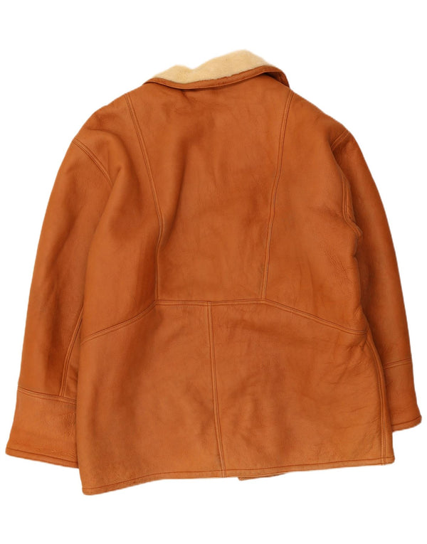 Vintage Herre Shearling Jacket UK 40 Stort brunt læder