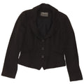 All Saints Dame Crop 3 Button Blazer Jacket UK 12 Medium Sort Bomuld
